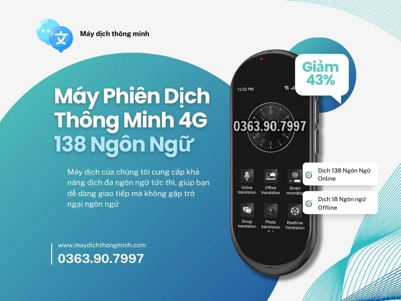 Máy Phiên Dịch Cầm Tay 4G Hỗ Trợ Dịch 138 Ngôn Ngữ